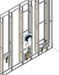 Huter proV Montagesystem als raumhohe Trennwand. Standardhöhe 250 cm von OK Fertigfußboden (Raumhöhe von OK Rohfußboden 258 - 295 cm) - andere Raumhöhen auf Anfrage.